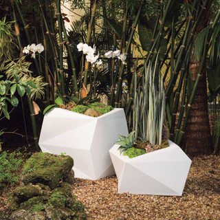 white geometric planters